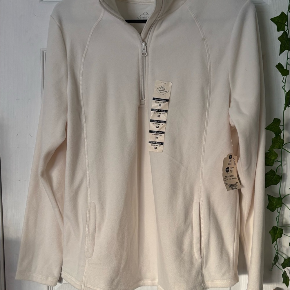 St. John's Bay Off-White Quarter-Zip Pullover